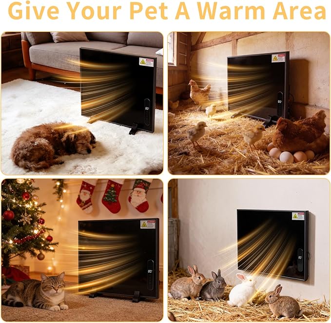 200W Smart Chicken Coop Heater with Thermostat – Check Temperature, APP-Controlled Temperature & Timer, Big Heat Plate for Chicken Coop, Fireproof Chick Heat Plate, 23" x 20"
