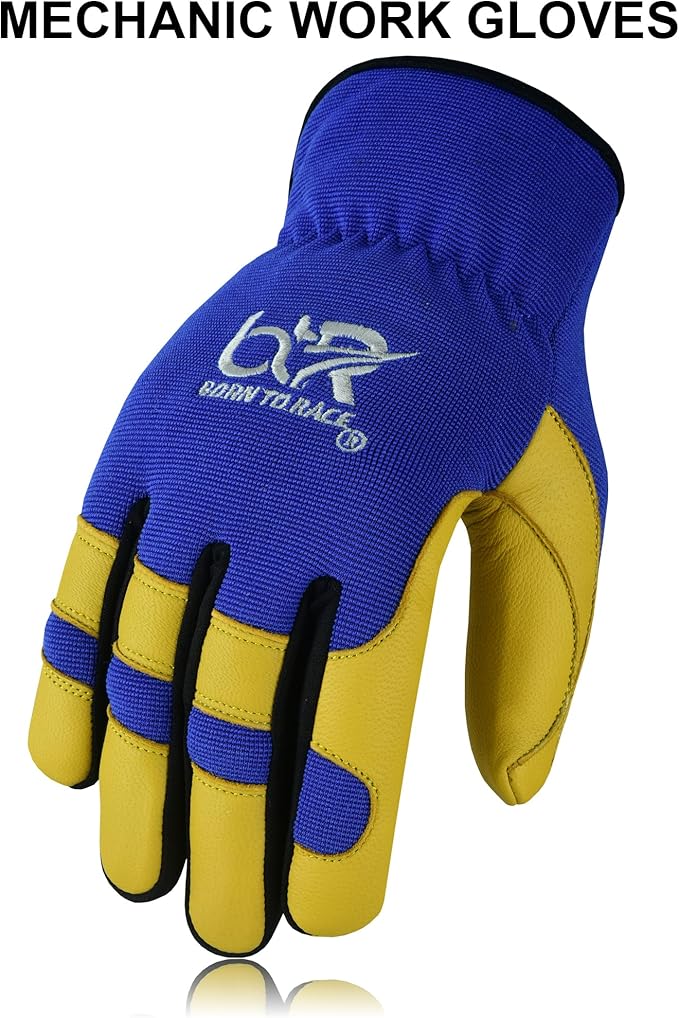 Safety Work Gloves Heavy Duty Genuine Goat Leather Hand Protection Mechanic, Welding, Construction Gloves
