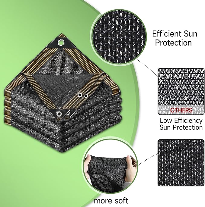 FOTMISHU 70% Shade Cloth 10ftx20ft Anti-Aging Sun Mesh UV Resistant Net, Sunblock Garden Tarp for Plant Cover, Greenhouse, Barn or Kennel, Flowers, Plants