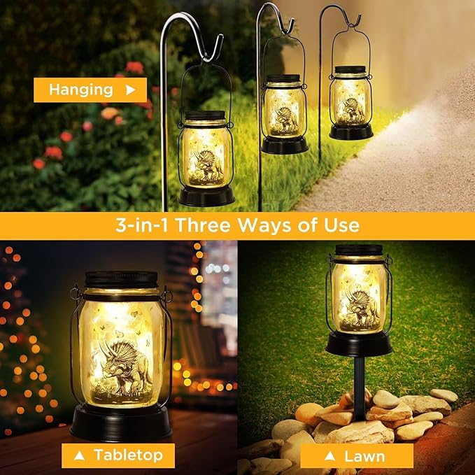 kyoryuger for Teens Boy Girls Dinosaur Solar Lantern for Kids, Solar Lights Aesthetic Room Decor for Teen Girls Boys, Garden Decoration Outside for Yard, Patio,Porch