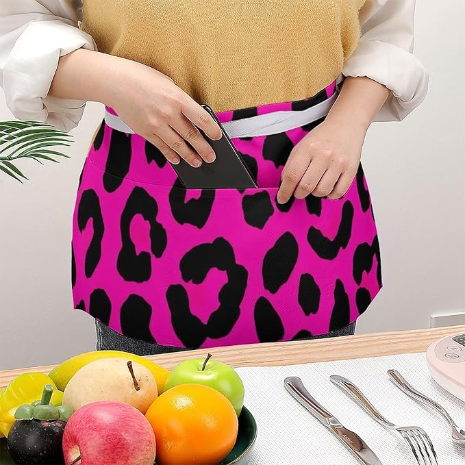 Server Waist Aprons Waitress Unisex Chef Works Half Apron with 3 Pockets