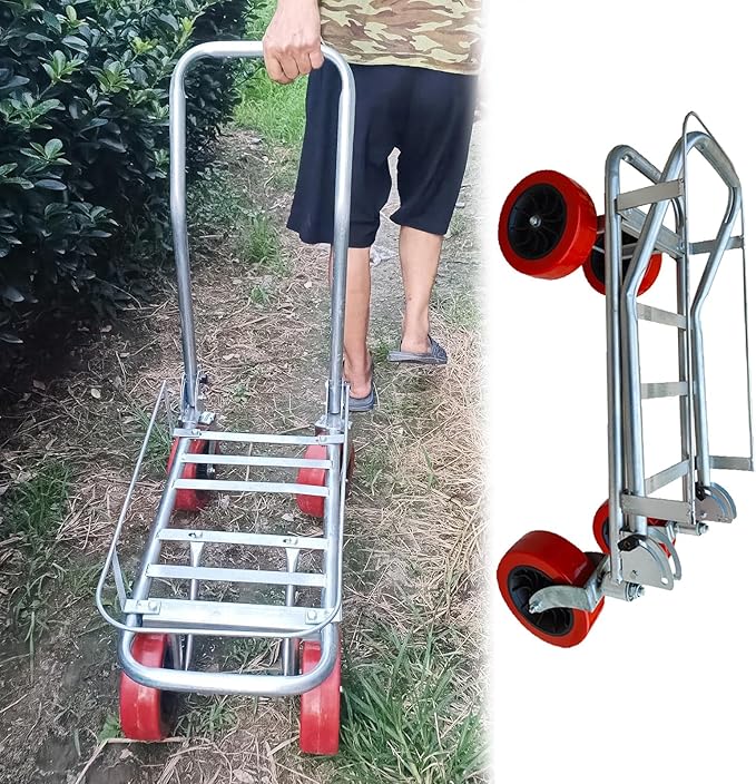 Flexible Warehouse Farming Campsites Flatbed TransportationTruck Dollys with Silent Wheels, Foldable Farm Utility Carts Trolleys 440lbs, Easy to Store