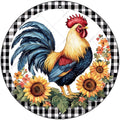 Round Metal Tin Sign Rustic Wall Decor Plaque Rooster Chicken Farm Animal Wreath Sign,Suitable for Home Garden Kitchen Bar Cafe Restaurant Garage Wall Decor Retro Vintage 12 Inch