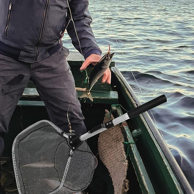 Portable Silicone Mesh Catching Net with Aluminum Alloy Frame, Foldable Crab and Minnow Seine Net for Sea Fishing and Outdoor Use