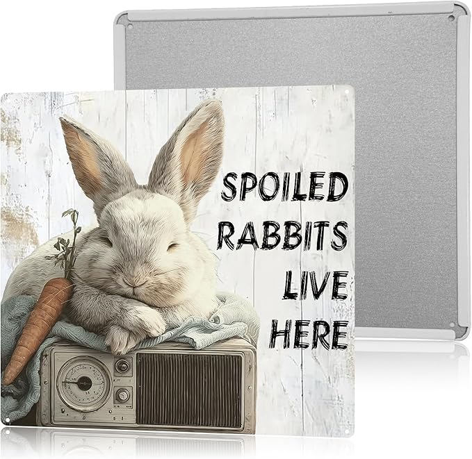 Farmhouse Kitchen Decor Rustic Bunny Decor Farm Animal Wall Decoration Gifts For Teen Girls Retro Tin Sign 8×8