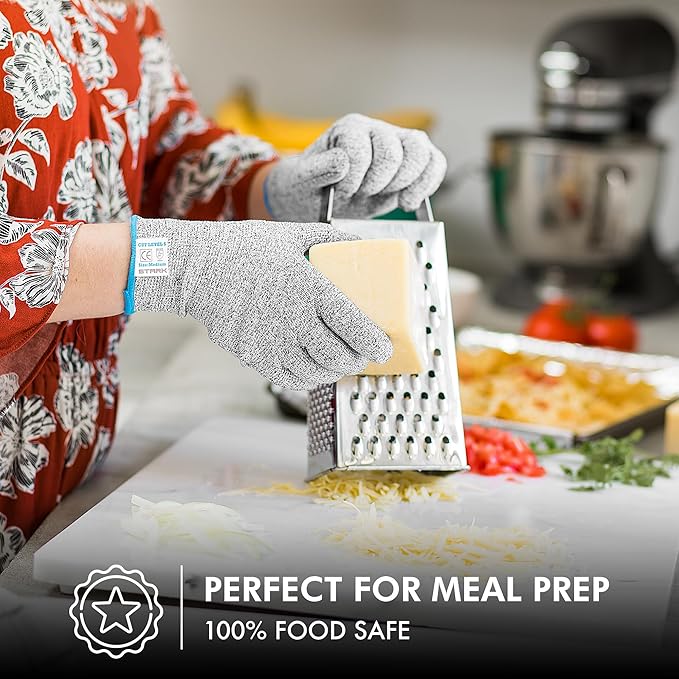 Cut Resistant Gloves, Level 5 Protection, Kitchen Cut Gloves for Meat, Shucking, Fillet, Mandolin Slicing, Carving, 2 Pair, Small