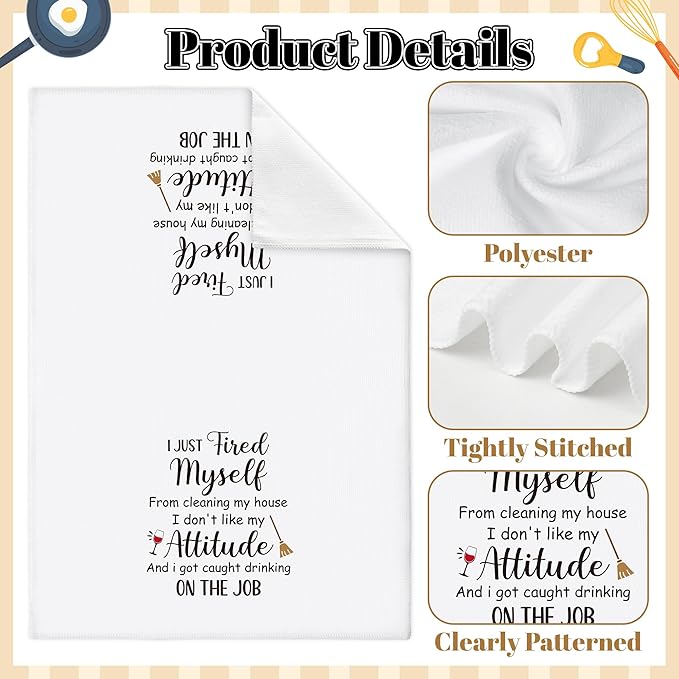 GROBRO7 Funny Sayings Hand Towel - 6Pcs Humor Sarcastic Word Towel Bathroom Decorative Gifts for Adult Men Woman, Soft Polyester Dish Towels for Kitchen Bath Bar Dining Room Decor White