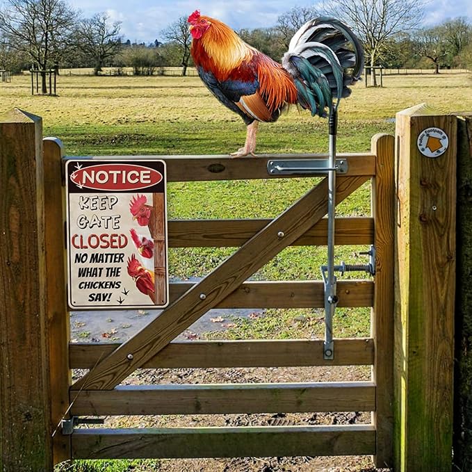 Funny Chicken Coop Signs, Keep Gate Closed, Chicken Coop Decor for Farm, Home, Garden, or Farmhouse Kitchen, Outdoor Chicken Warning Sign(8" x 12")