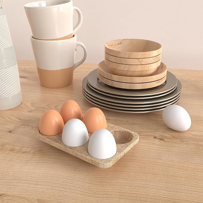 YunKo Wooden Fake Nest Eggs Brown White Easter Eggs for Craft Home Decor Get hens to Lay Eggs 12
