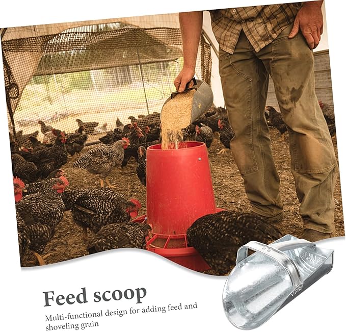 Kisangel Stainless Steel Feed Scoop Large Feeding Shovel for Farm Poultry Food Livestock