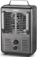 Shinic Space Heater,1500W Milkhouse Heater with Thermostat, Stay Cool Durable Metal Housing, Overheat protection, 3-Prong Plug, Tip-Over Auto Shut Off, Utility Heater for Garage, Bedroom, Greenhouse