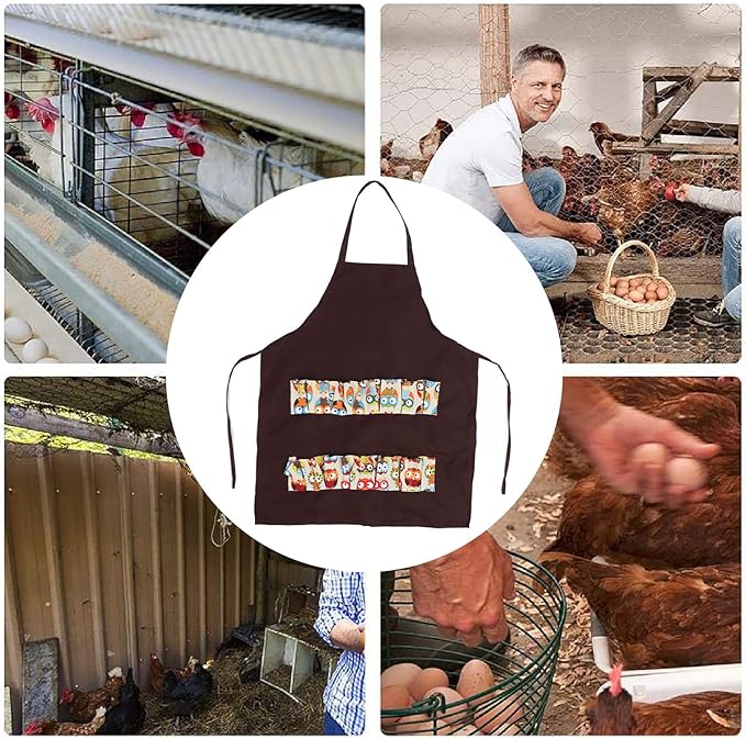 Egg Collecting Apron, Egg Collecting Gathering Holding Bib Apron with 12 Pockets for Chicken Hen Goose Duck Fresh Eggs