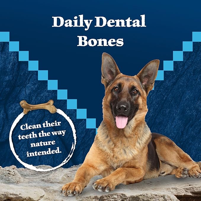 Blue Buffalo Wilderness Trail Treats Wild Bones Large Dental Chews, Grain-Free Dog Bones for Large Dogs Made with Natural Ingredients, 10-oz Bag
