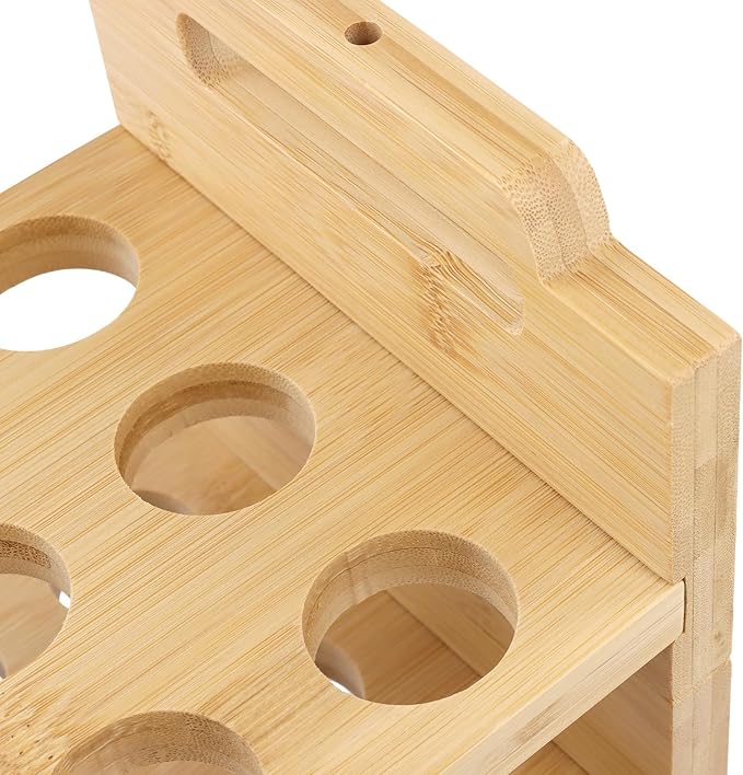 HAKZEON 2 Pack Stackable Bamboo Egg Holder for 36 Fresh Eggs - Farmhouse Kitchen Countertop Organizer, Wooden Display Rack Fits Quail Duck Turkey Chicken Eggs