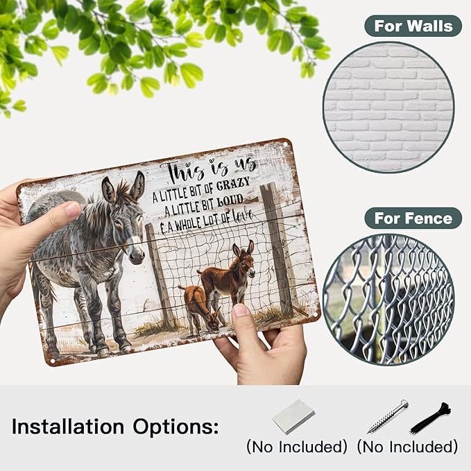 Farmhouse Metal Signs Donkey Tin Sign Retro This is Us Home Kitchen Bar Ranch Cafe Club Cave Wall Decor 12 * 8in