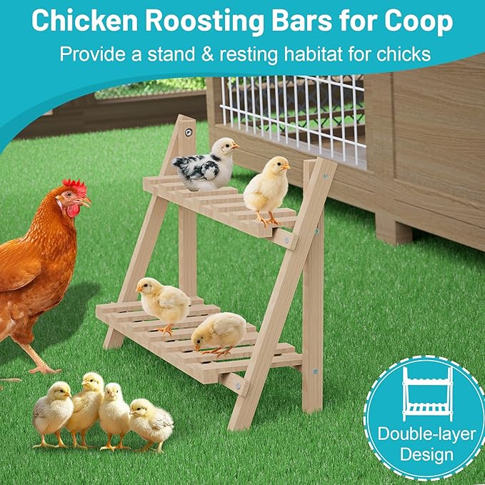 Chicken Perch, Foldable Chicken Roosting Bars for Coop, Chicken Coop Accessories, Baby Chicks Stand Toys, Training Perch for Birds, Baby Turkeys, Chicks, Parrots