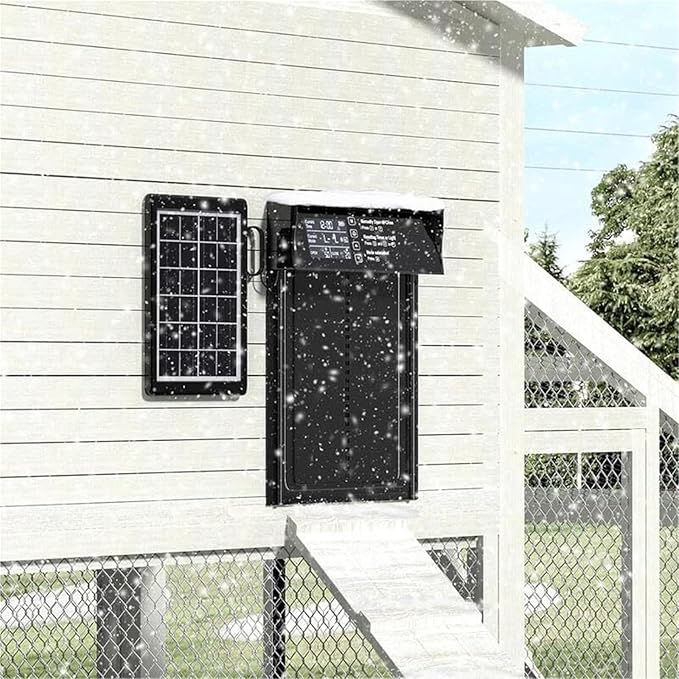 Waterproof Aluminum Alloy Solar Chicken House Door, Automatic Solar Chicken Coop Door Timer Light Sensor, Adjustable for 4-12V Poultry House