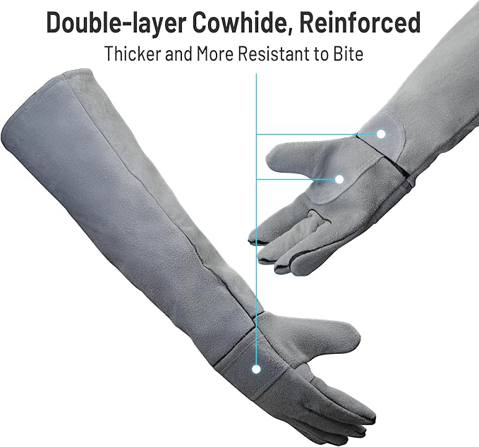 Animal Handling Glove, 23.6'' Anti Scratch, Bite Proof Training Glove, Bite Proof Leather Gloves for Dog Training, Multipurpose Bite Proof Leather Pet Gloves