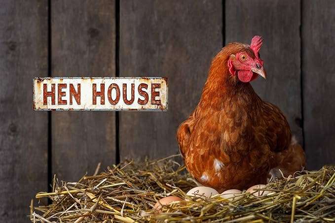 Vintage Tin Hen House Sign Retro Metal Sign Suitable For Home Farm Garden - Multi-Purpose Metal Sign For Indoor/Outdoor Use Plaque 4x16 Inch