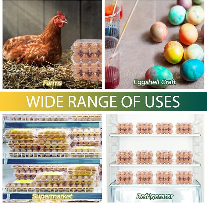 Egg Cartons Plastic Egg Carton Clear Egg Container Cheap Bulk for Home Ranch Chicken Farm Commercial Market Display (3x4 Grids, 10)
