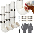 HOMAR 3PC Automatic Chicken Feeder - No Waste, 6lb Large Capacity Heavy Duty Rat Proof PVC Pipe Hanging Gravity Feeder for Chicken Coop Poultry Long Feeding