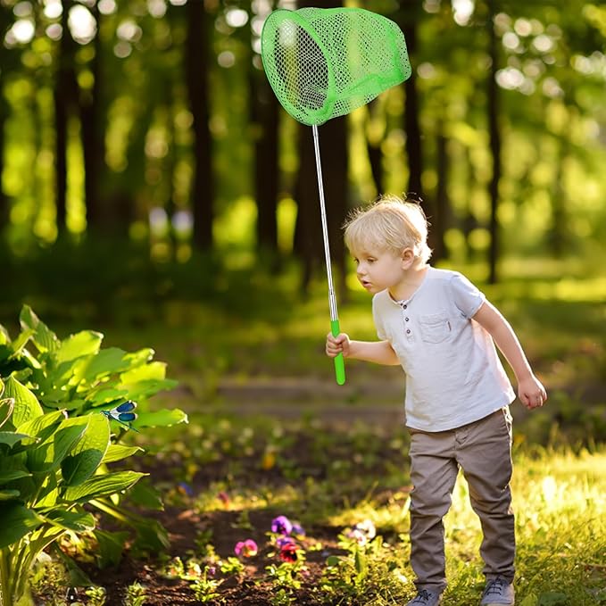 TSYAN Kids Telescopic Butterfly Fishing Nets for Kids Catching Insect Net Outdoor Tools for Catching Bugs Fish Insect Ladybird, Extendable 34 Inches and Anti Slip Grip (3Pcak)