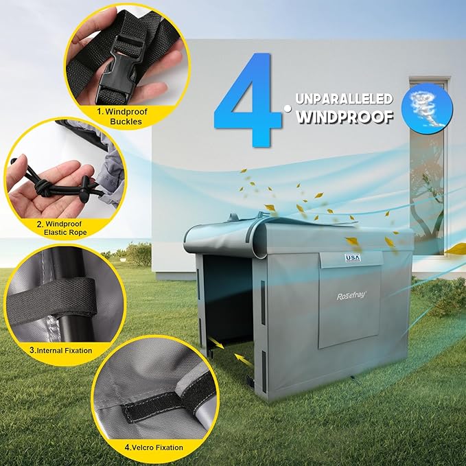 Rosefray Generator Cover-38”Lx28”Wx30”H,600D Heavy Duty Waterproof, Small Outside Equipment Cover for Champion,Predator,WEN,Ryobi,Generac,Westinghouse Portable Generator 5500-15000W-Gray4XL