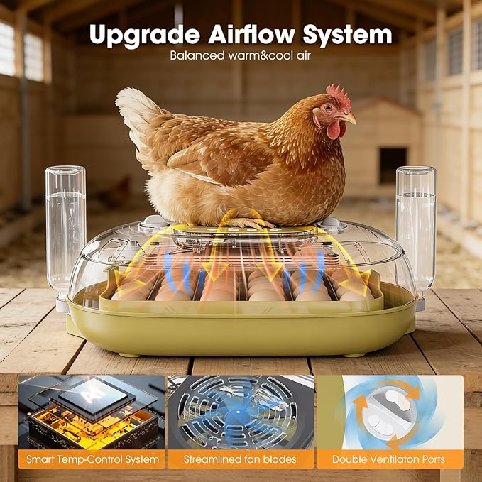 24 Egg Incubator for Hatching Eggs, Automatic Egg Turning, Temperature & Humidity Control, Egg Candler, for Hatching Chicken, Duck, Quail, Goose - Ideal for Farm, Classroom, Home Use