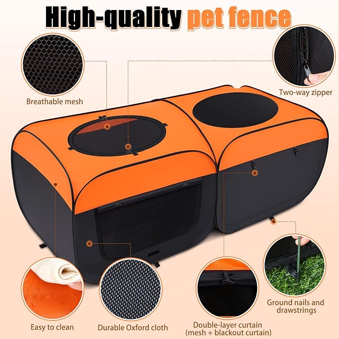 LemonRoad Large Chicken Brooder Box for Chick Starter Kit, Holds up to 50 Chicks, 73x36x26 Inch, Upgrade Dual Door, Top Shading Design, Chick Brooder Pen/playpen/Baby Chicken, Bottom Non-Detachable