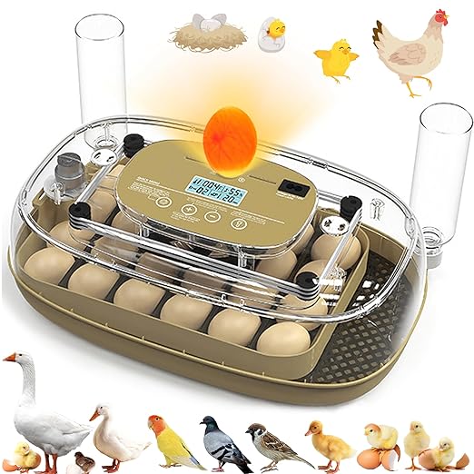 Incubators for Hatching Eggs, 24 Egg Incubator with Automatic Egg Turning and Humidity Control, Egg Candler, 360° Viewing, Chicken Incubators for Hatching Eggs, Quail Eggs, Duck Eggs Poultry