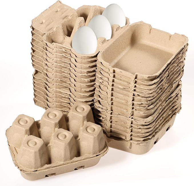 18 Pack Jumbo Duck Egg Cartons Half Dozen Paper Goose Egg Cartons for Normal Size Geese,Blank Natural Pulp Jumbo Eggs Container Holder Reusable for Six Duck Goose Hen Eggs