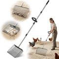AiQInu Chicken Poop Scooper & Rake 2-in-1, Adjustable Stainless Steel 15 in Chicken Coop Scoop for Poop with 24 to 90" Long Handle, Sifting Shovel for Chicken Coop/Goat Stall/Stable Cleaning