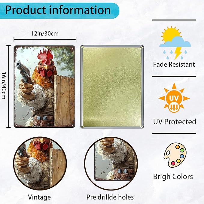 Funny Chicken Signs Farm Chicken Aluminium Sign Metal Chicken Signs Decor Home Ktichen Farm Are Wall 12x16 Inch Vintage Chicken Signs For Coop Metal Tin Signs Poster