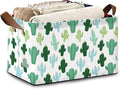 Cactus Tropical Storage Basket,Collapsible Storage Bin Cubes for Living Room Bedroom Blankets Home Storage 17x11.5x10Inch