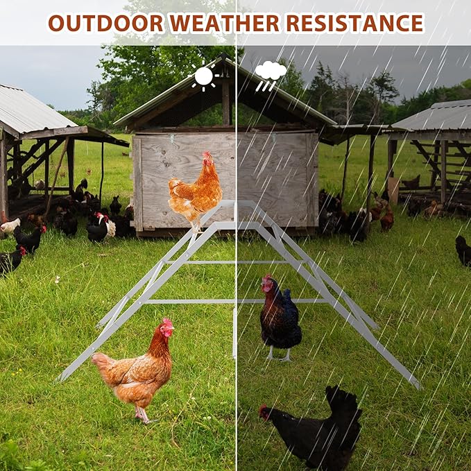 BTY Chicken Perch Metal Chicken Roosting Bar with Swing Chicken Roosting Ladder for Coop, Backyard Poultry, Farm, Fit for 10-12 Chickens, Grey
