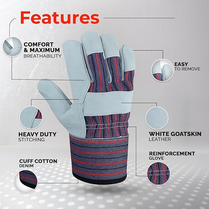 Daniel Smart Men & Women Goatskin Working Glove Lightweight Leather Safety Gloves for construction, gardening outdoor Work