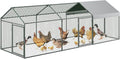 Large Metal Chicken Coop with Waterproof Cover – 120"/160" l x 40" w Chicken Runs for Yard with Cover, Compartments & Doors, Outdoor Chicken Run for Rabbit, Duck, Goose, Backyard Yard (Silver/Black)