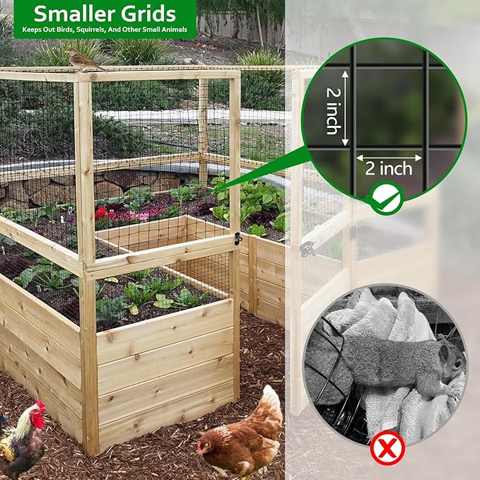 Wire Fence, 100 ft(L) X 36 in(H) PVC Coated Welded Wire Fencing 2" X 2" 16GA Garden Border Vinyl Metal Chicken Wire Fencing Mesh Roll for Yard Vegetable Plant Protection Poultry Netting Black