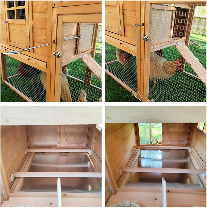 160" Chicken Coop for 4-8 Chickens Rabbit Hutch Outdoor Small Animal Cage Weatherproof Quail Cage with Run, Pull-Out Tray, Nesting Boxes