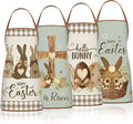 4 Pack 23x30 Inch Easter Bunny Eggs Aprons Buffalo Plaid Aprons Vintage Chef Bib Adjustable Washable Kitchen Aprons(Classic Style)