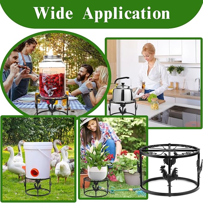 Metal Stand for Chicken Feeder Waterer, Heavy Duty Chicken Water Stand Holder, Iron Chicken Feeder Buckets Barrels Support Rack for Coop Poultry Indoor Outdoor (Black 1pc)