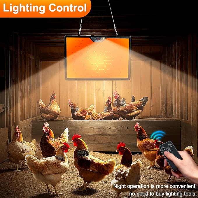 Smart Chicken Coop Heater, 180W Double-Sided Brooding Heating Panel with Thermostat Remote Control Timing & Adjustable Temp, Hanging and Standing Angle Adjustable, for Chicken Home Pet (H88A-Z1)