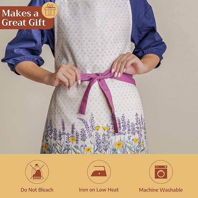 Maison d' Hermine 100% Cotton Apron for women with Pocket Kitchen Chef Apron for Men Cooking Easter Decorations