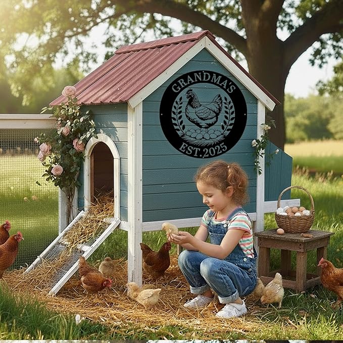 Custom Chicken Coop Metal Sign, Personalized Chicken Coop Sign for Outside, Custom Metal Hen House Farm Signs, Chickens Hen House Farmhouse Wall Art Decor