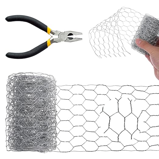 Floral Chicken Wire for Craft 3.93x118 Inch Poultry Netting Garden Mesh Netting Hexagonal Floral Wire Nettings for Florals Arrangements Craft Galvanized Coop Barrier Rabbit Cage Silver