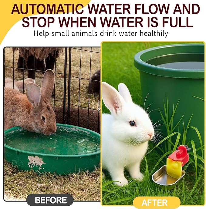 8 Pack Heavy Duty Auto Metal Chicken Waterer Cups, Stainless Steel Freeze Leak Proof Poultry Rabbit Watering System Fits 5 Gallon Bucket and 3/8'' Hole Saw