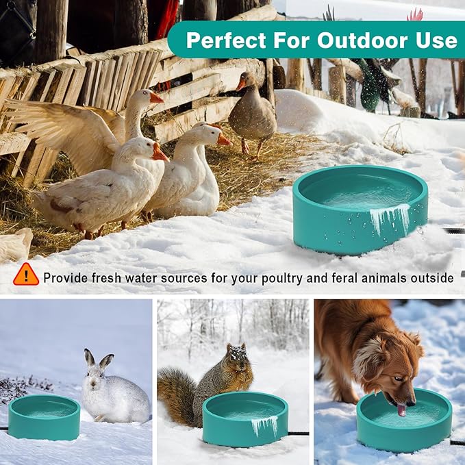 Heated Waterer for Chickens,108OZ Capacity Poultry Water Heater for Chicken Coop Hens Turkey Goose Duck Pigeon Poultry Birds Dog Cat Pet Drinker in Winter