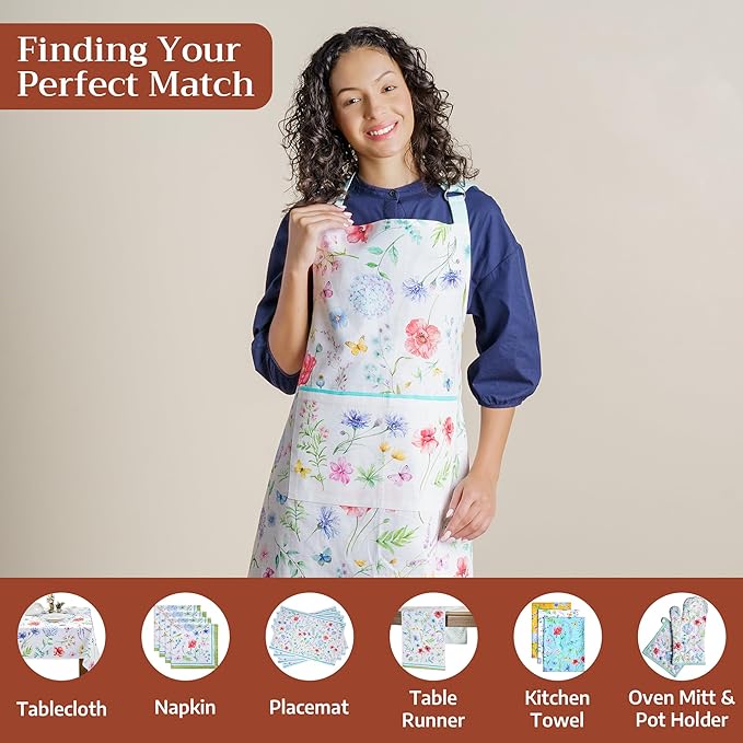 Maison d' Hermine 100% Cotton Apron for women with Pocket Kitchen Chef Apron for Men Cooking Easter Decorations
