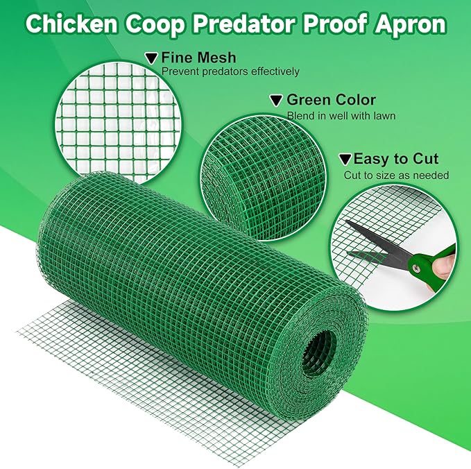 Forestchill Chicken Coop Bottom Predators Resistant Barrier Mesh, Chicken Coop Predator Apron Wire Mesh, Cut to Fit, Total 11 5/8" x 65 Ft