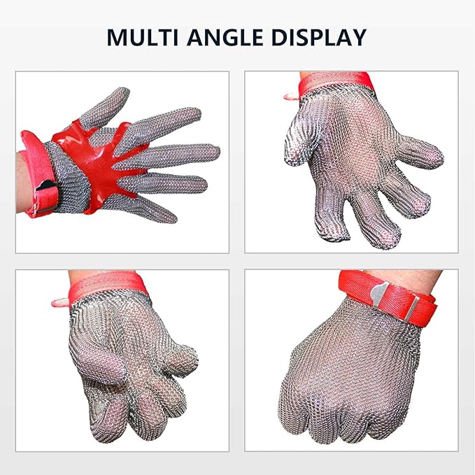 A9 Chainmail Glove, Cut Resistant Stainless Steel Butcher Glove for Cutting Meat & Fish Filleting